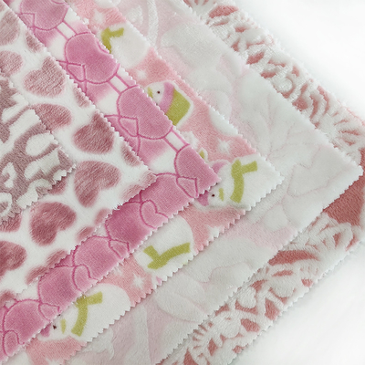Tissu 300GSM d'ouatine de flanelle de polyester de burn-out pour la couverture avec le modèle fait sur commande
