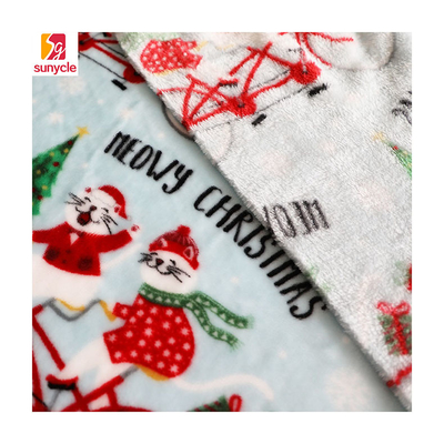 Tissu imprimé 300gsm d'ouatine de flanelle de Noël pour la tapisserie d'ameublement Toy Blankets