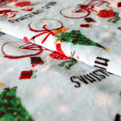 Tissu imprimé 300gsm d'ouatine de flanelle de Noël pour la tapisserie d'ameublement Toy Blankets