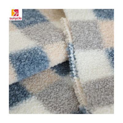 200gsm Sherpa imprimé par plaid a rayé le polyester 100% de tissu d'ouatine
