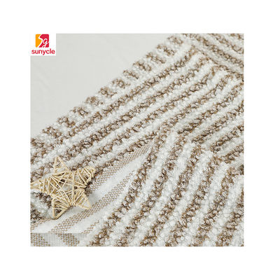 Le jacquard Brown Sherpa tondent le polyester 100% de tissu Teddy Bear Plush