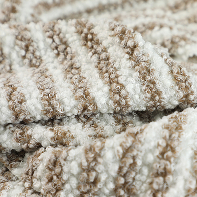 Le jacquard Brown Sherpa tondent le polyester 100% de tissu Teddy Bear Plush