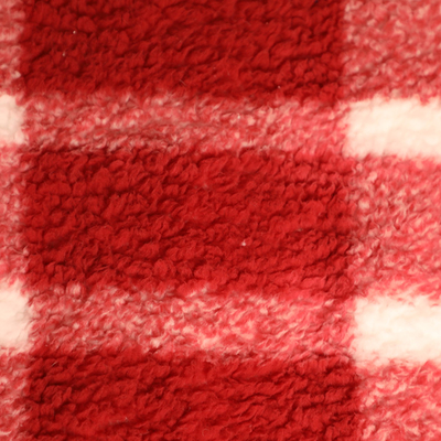 Le modèle de grille a imprimé le tissu rouge 250gsm de velventine pour le peignoir