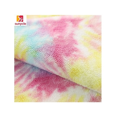 Tissu mou 240gsm 150D de Sherpa de vêtement d'arc-en-ciel teint par lien