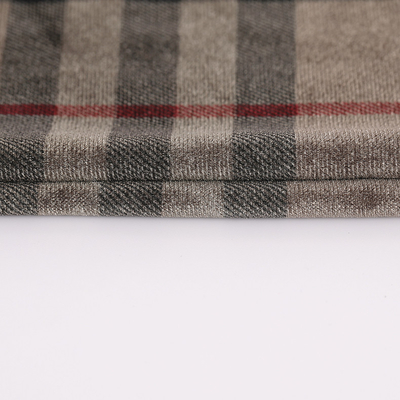 Le plaid de couleur de café a modelé le tissu 240gsm de velours pour le pantalon de rideau en Pillowslip