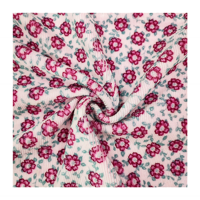 Polyester 100% du tissu 310gsm de velours de velours de jacquard imprimé par fleur