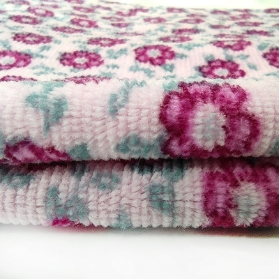 Polyester 100% du tissu 310gsm de velours de velours de jacquard imprimé par fleur
