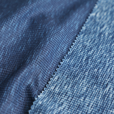 La gaufre simple de Spandex de tissu de débardeur de polyester cationique bleu tricotent